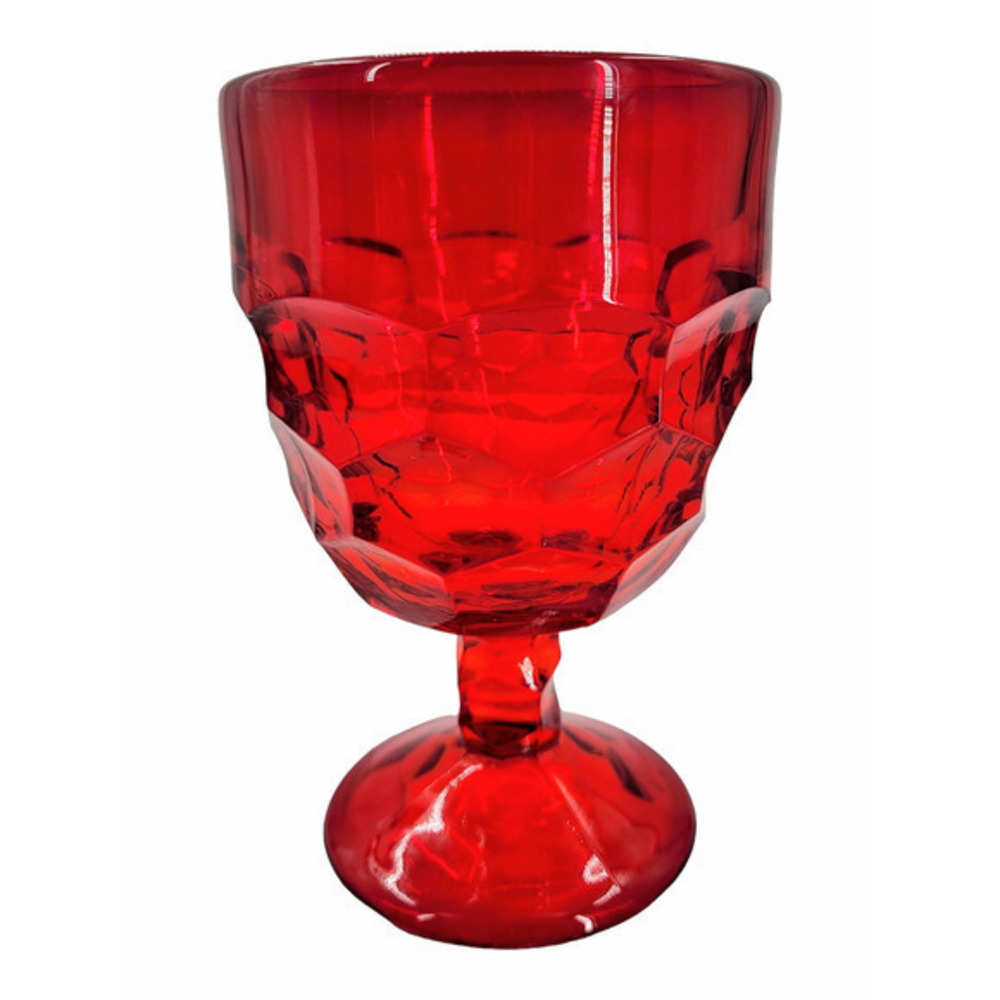 Viking Ruby Red Georgian‎ Pressed Vintage Glass Goblet
